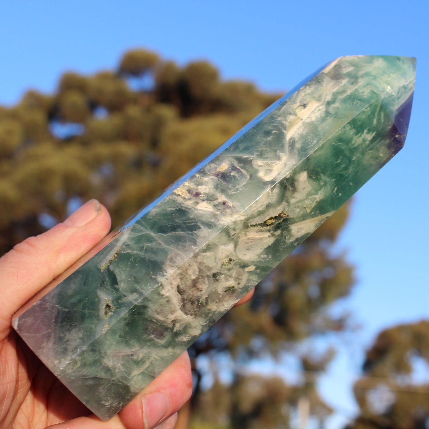 Fluorite obelisk 766g Rocks and Things