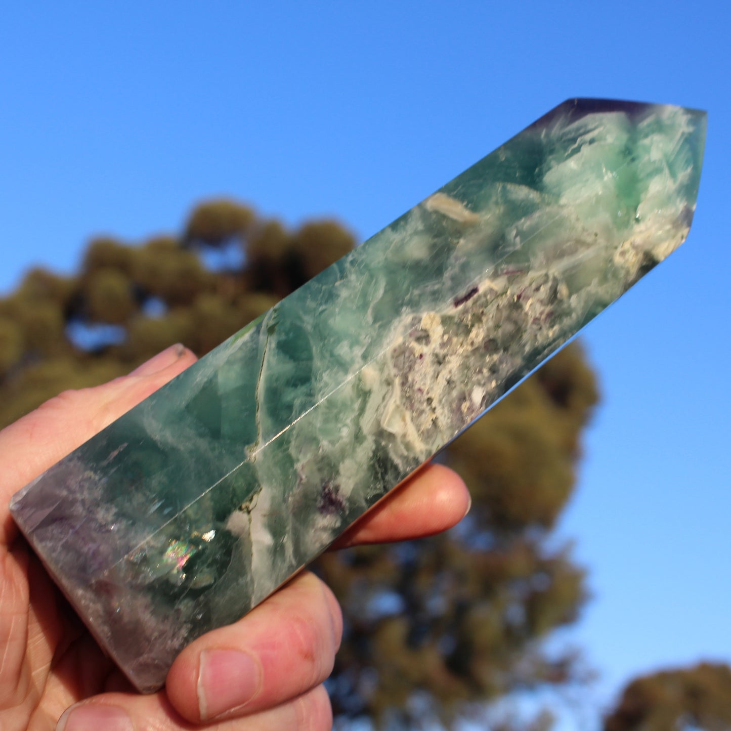 Fluorite obelisk 766g Rocks and Things