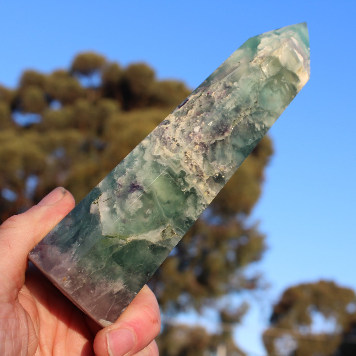 Fluorite obelisk 766g Rocks and Things