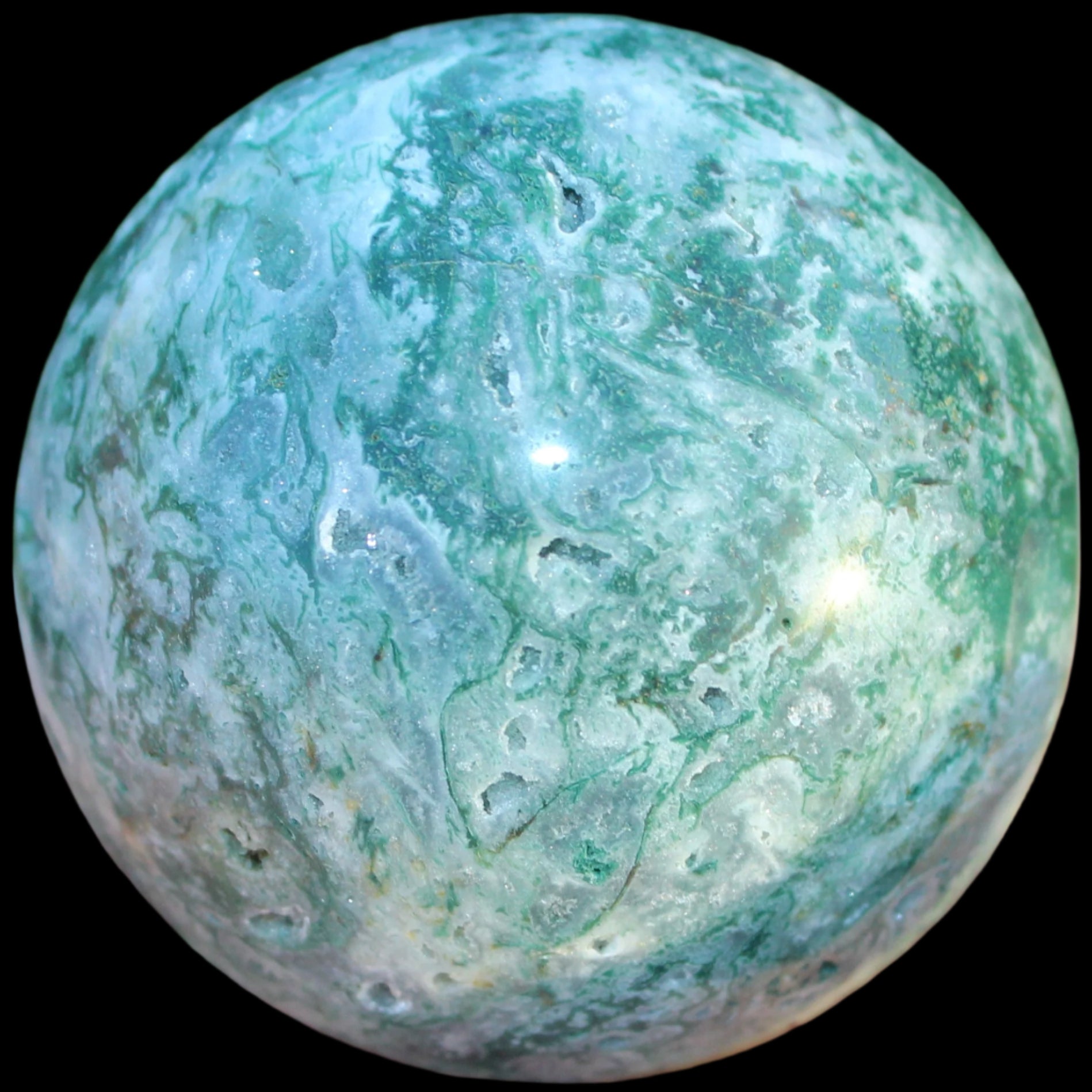 Ocean Moss Agate sphere 239g -Rocks and Things Store