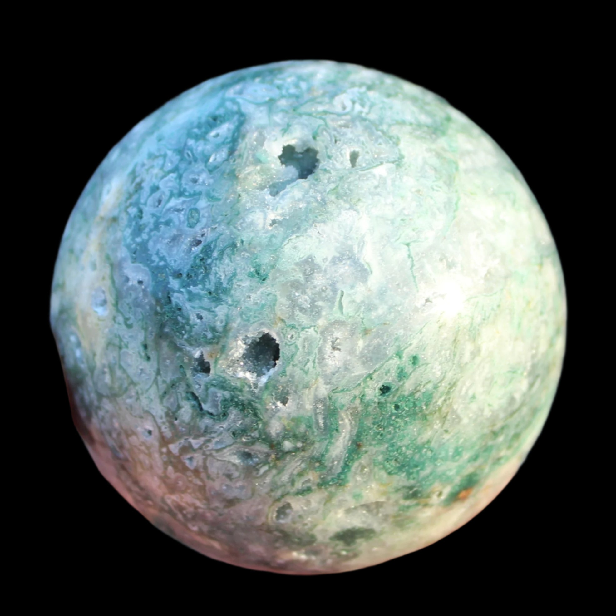 Ocean Moss Agate sphere 239g -Rocks and Things Store