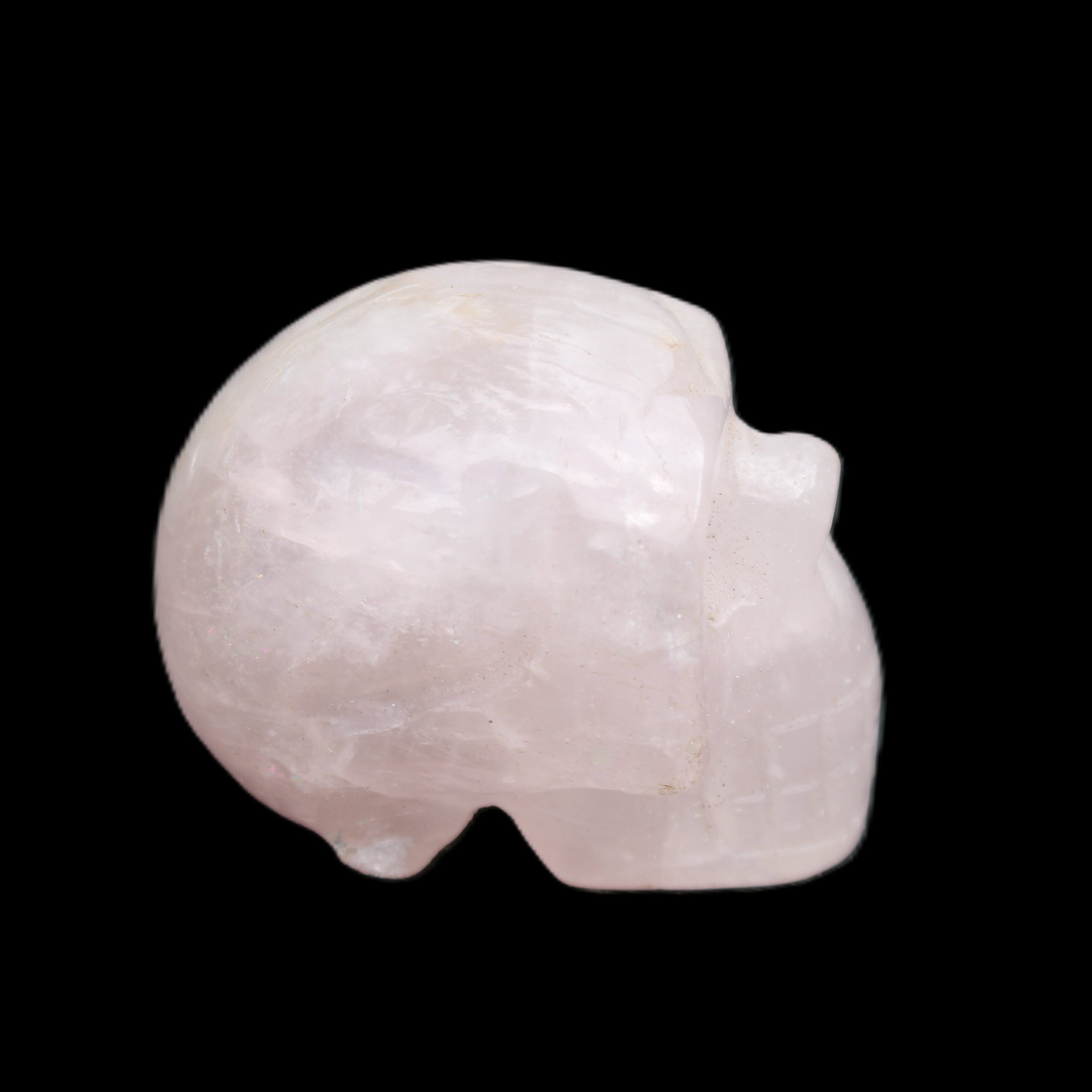 Rose Quartz hand-carved skull 51g in sunlight - Rocks and Things Store