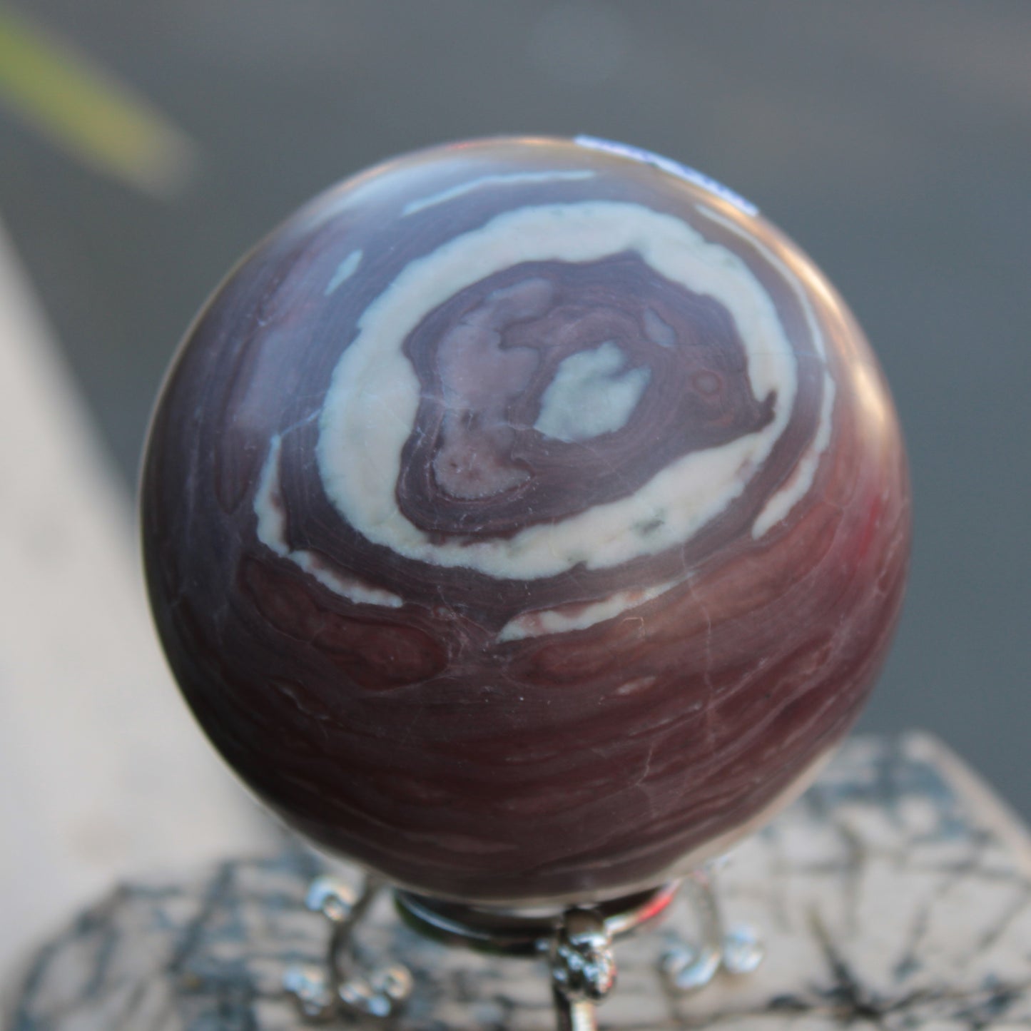 Zebra Stone Jasper sphere 569g Rocks and Things