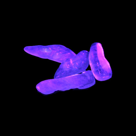 Aquamarine 4 polished crystals 4g in UV light - Rocks and Things Store