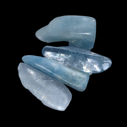 Aquamarine 4 polished crystals 4g in sunlight - Rocks and Things Store
