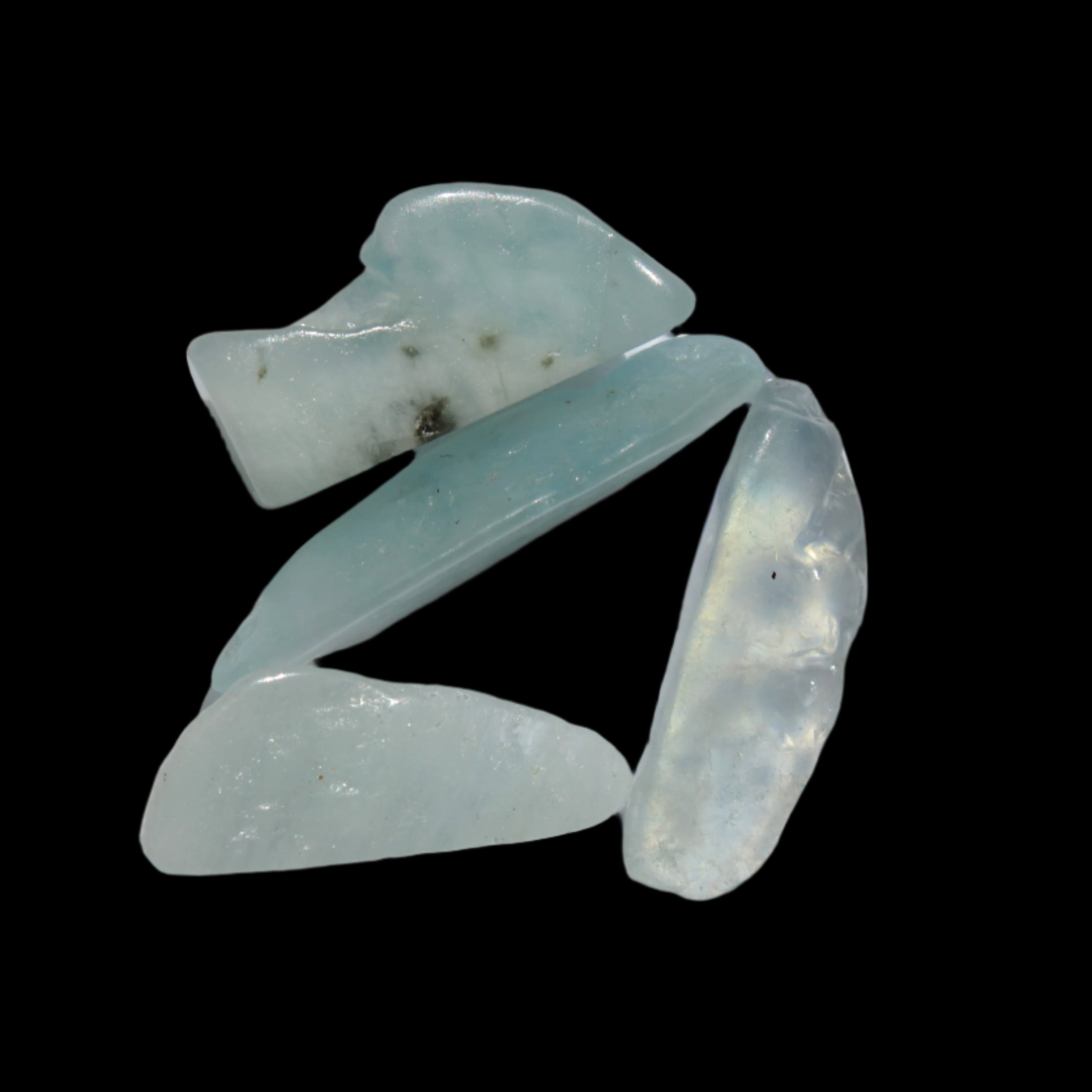 Aquamarine 4 polished crystals 4g - Rocks and Things Store