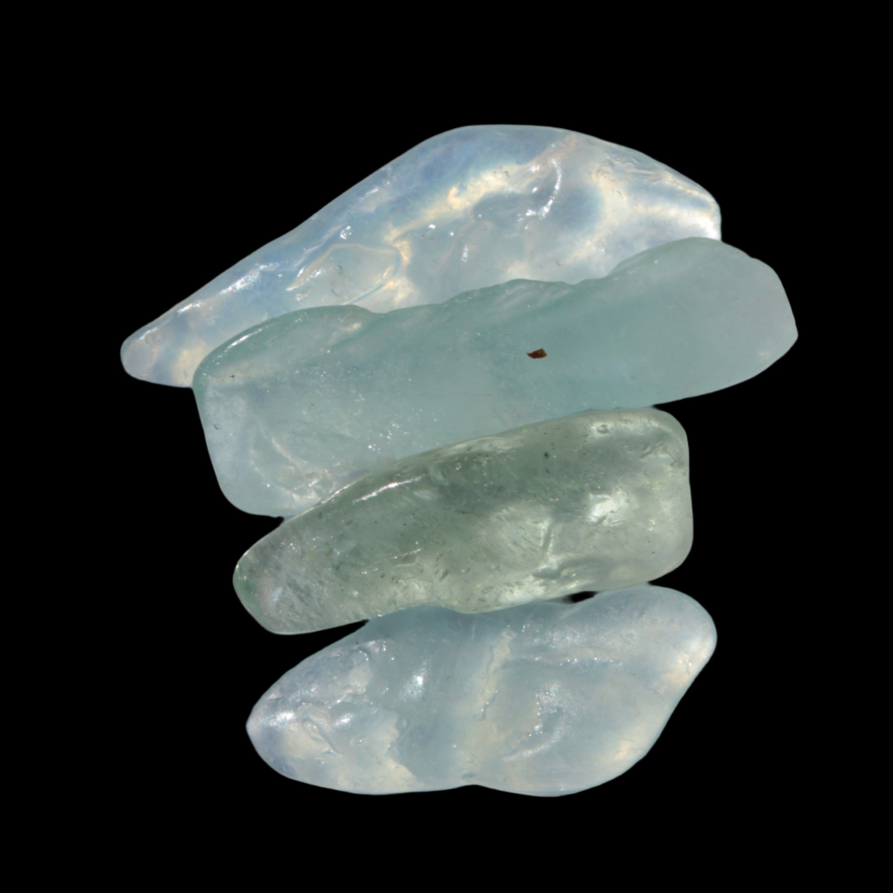 Aquamarine 4 polished crystals 4g in sunlight - Rocks and Things Store