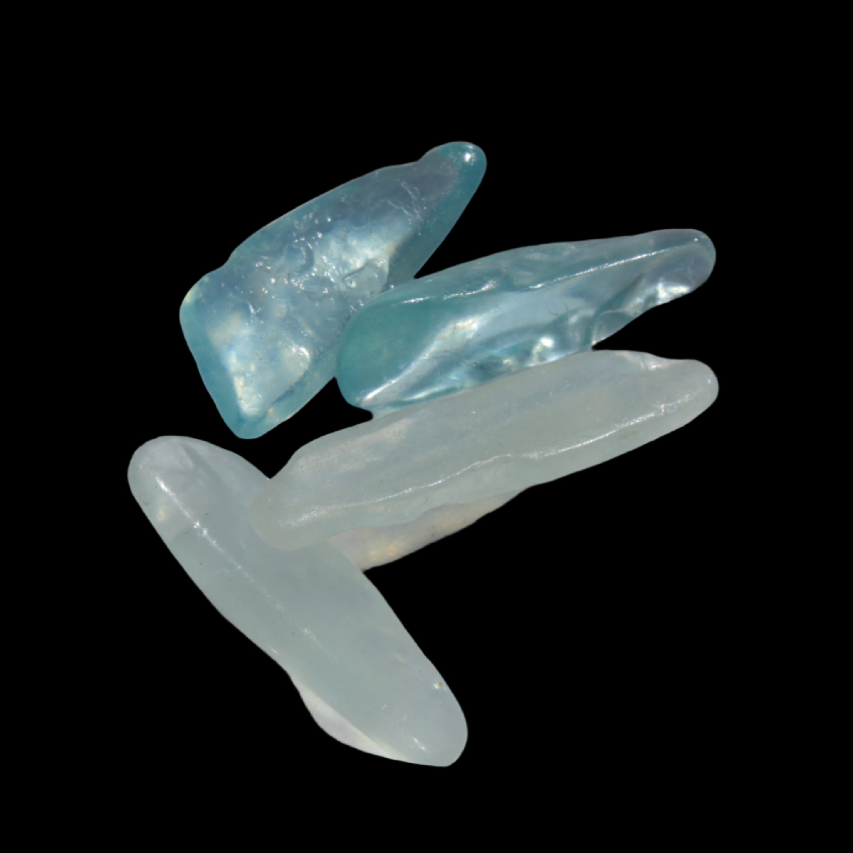 Aquamarine 4 polished crystals 4g in sunlight - Rocks and Things Store