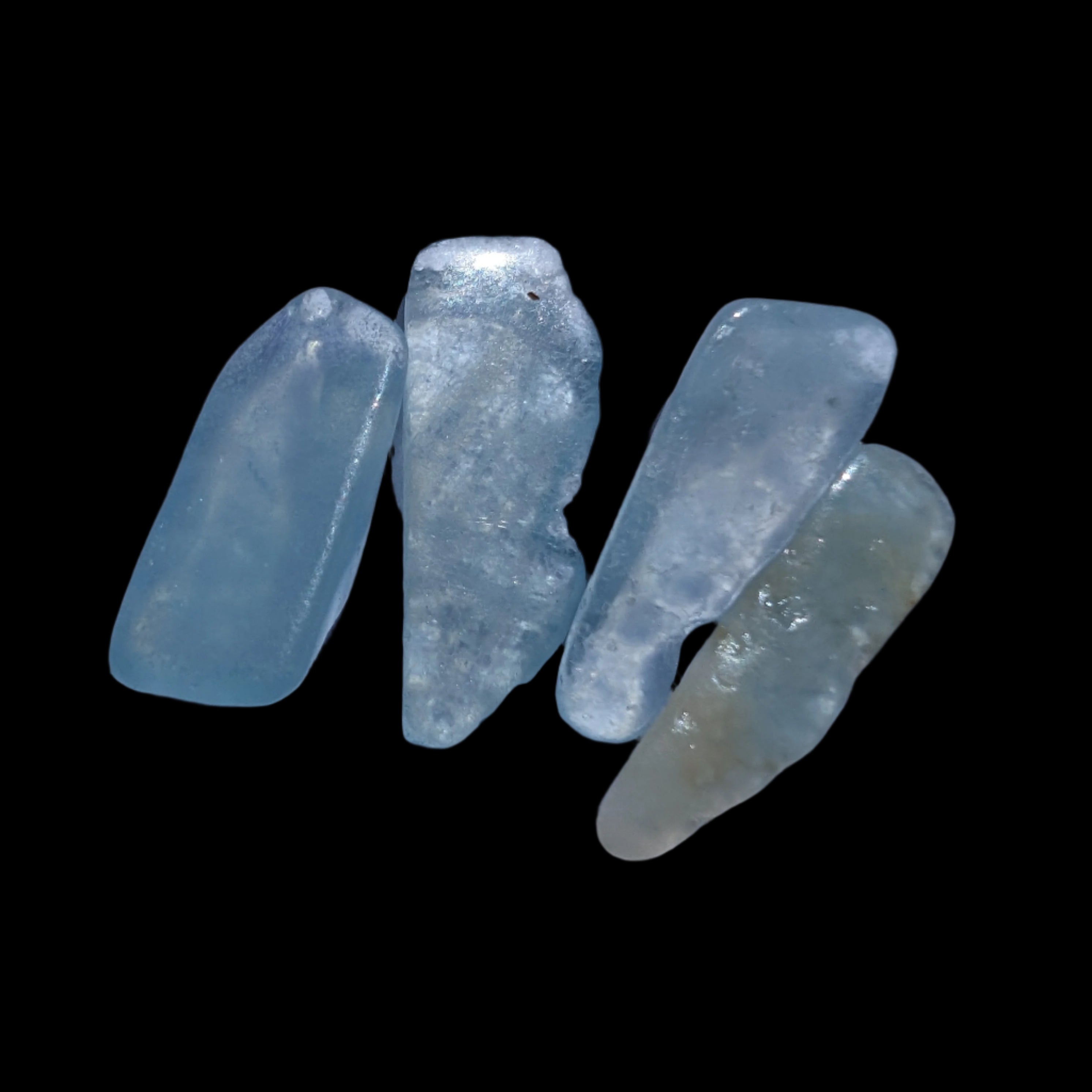 Aquamarine 4 polished crystals 4g in sunlight - Rocks and Things Store