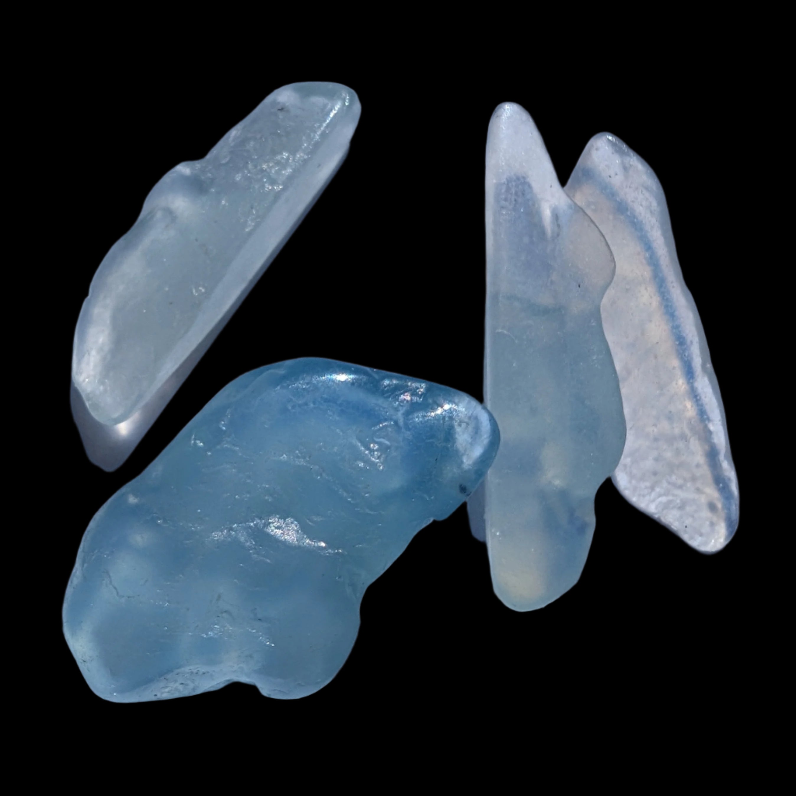 Aquamarine 4 polished crystals 4g in sunlight - Rocks and Things Store