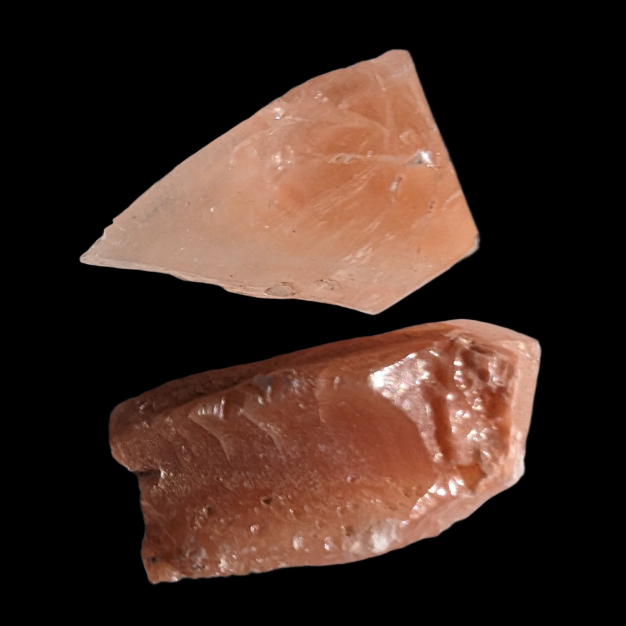 Red natural Calcite 2 crystals 15-18g in sunlight - Rocks and Things Store