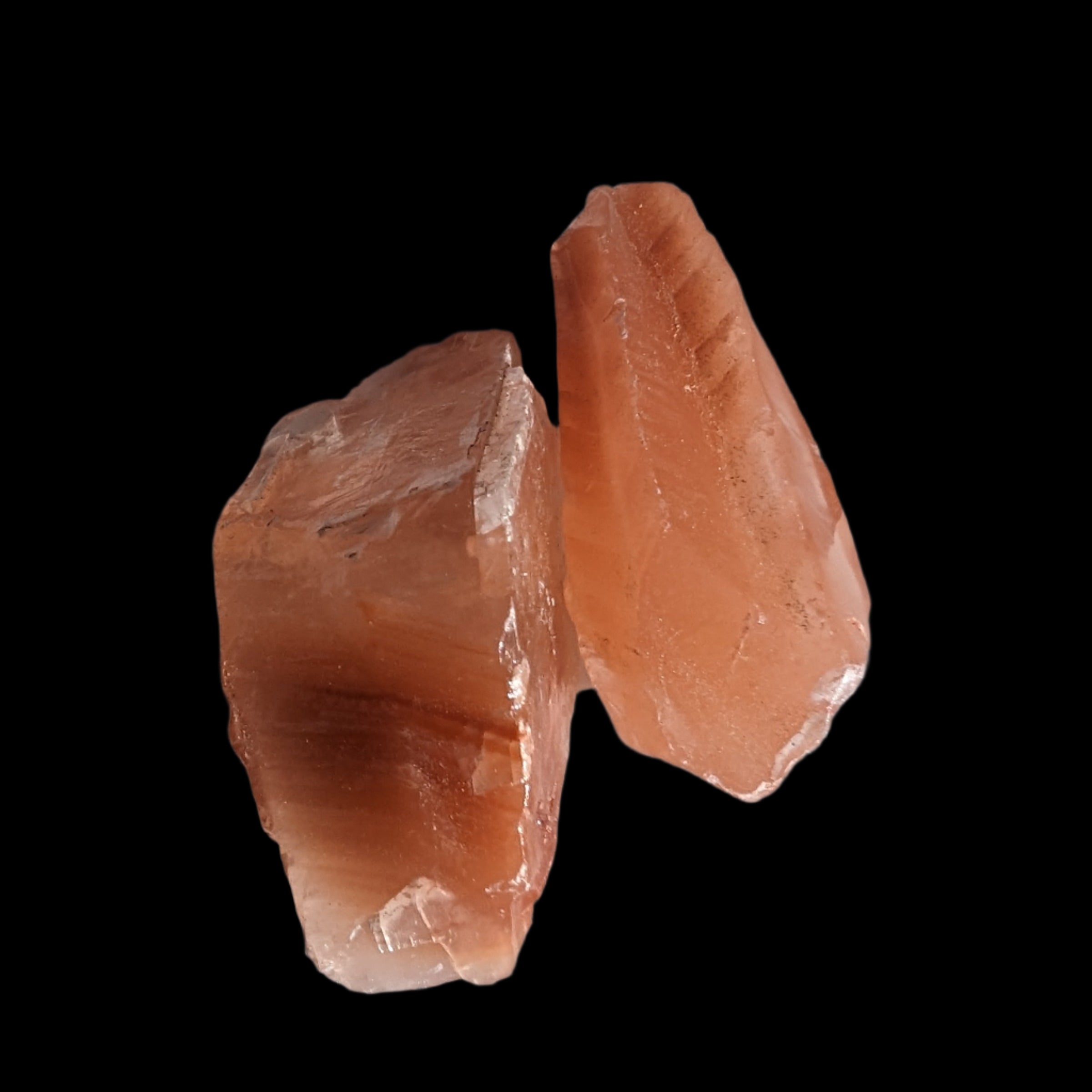 Red natural Calcite 2 crystals 15-18g in sunlight - Rocks and Things Store
