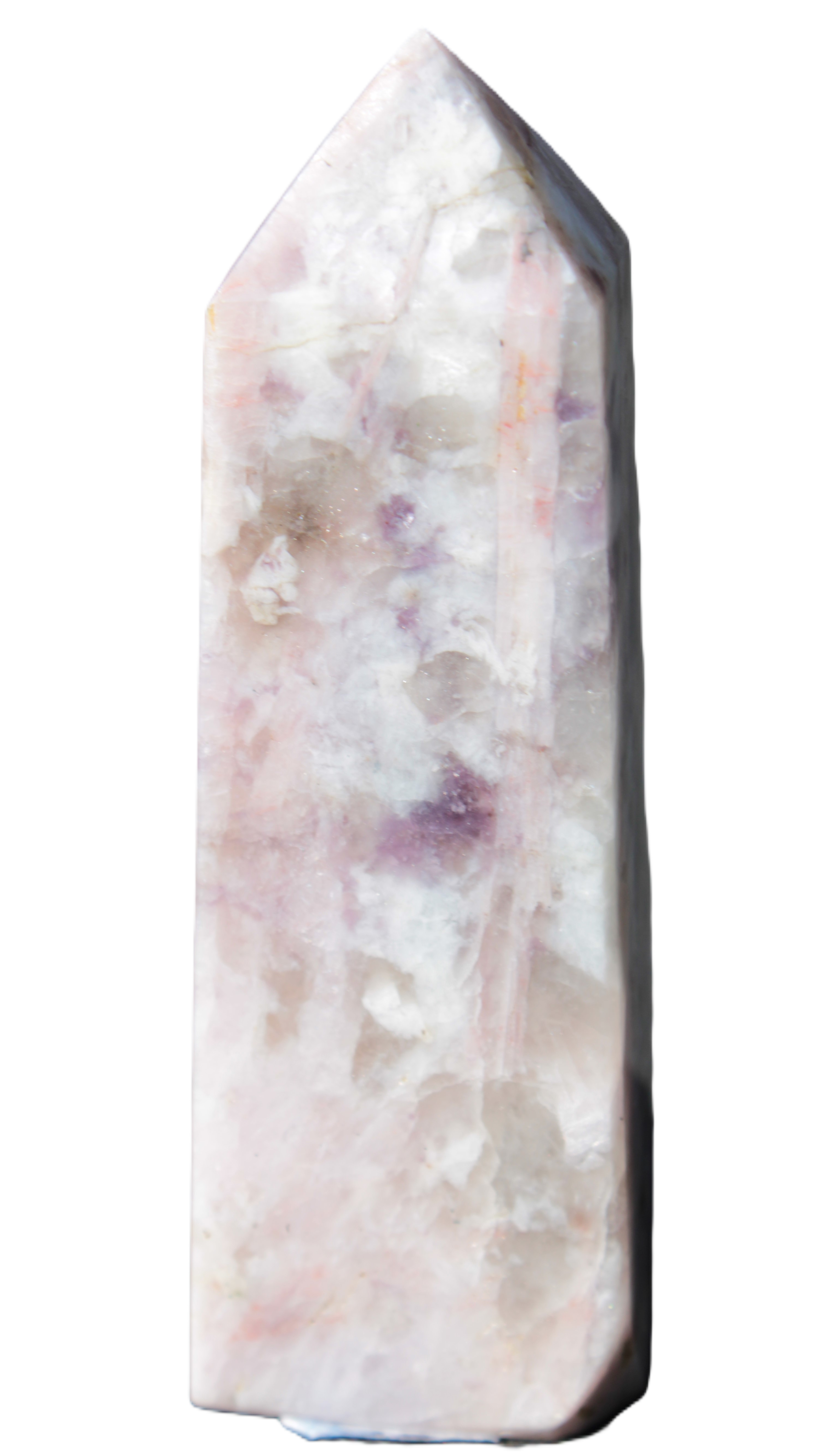 Cherry Blossom Pink Tourmaline and Quartz obelisk 115mm 244g - Rocks and Things Store