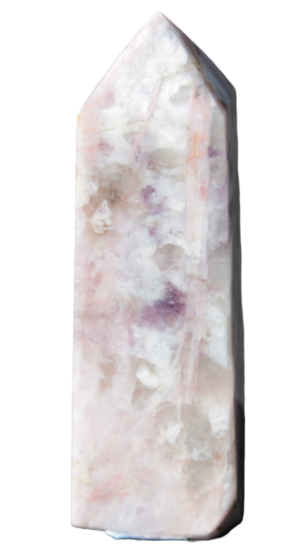 Cherry Blossom Pink Tourmaline and Quartz obelisk 115mm 244g - Rocks and Things Store