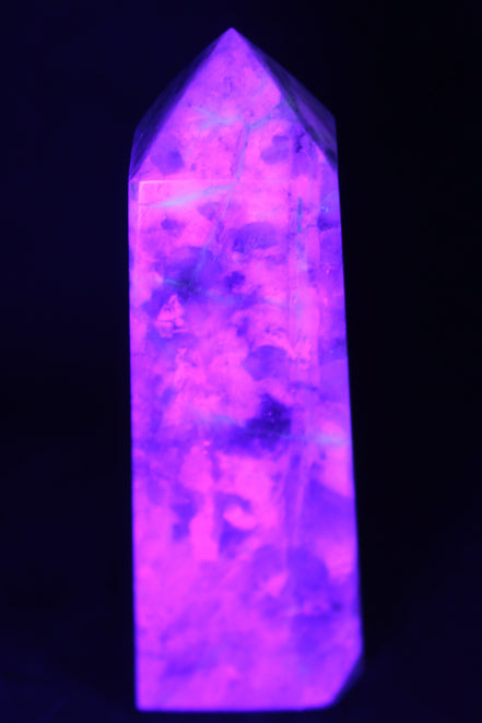 Cherry Blossom Pink Tourmaline and Quartz obelisk 115mm 244g Rocks and Things