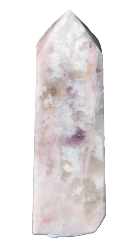 Cherry Blossom Pink Tourmaline and Quartz obelisk 115mm 244g - Rocks and Things Store