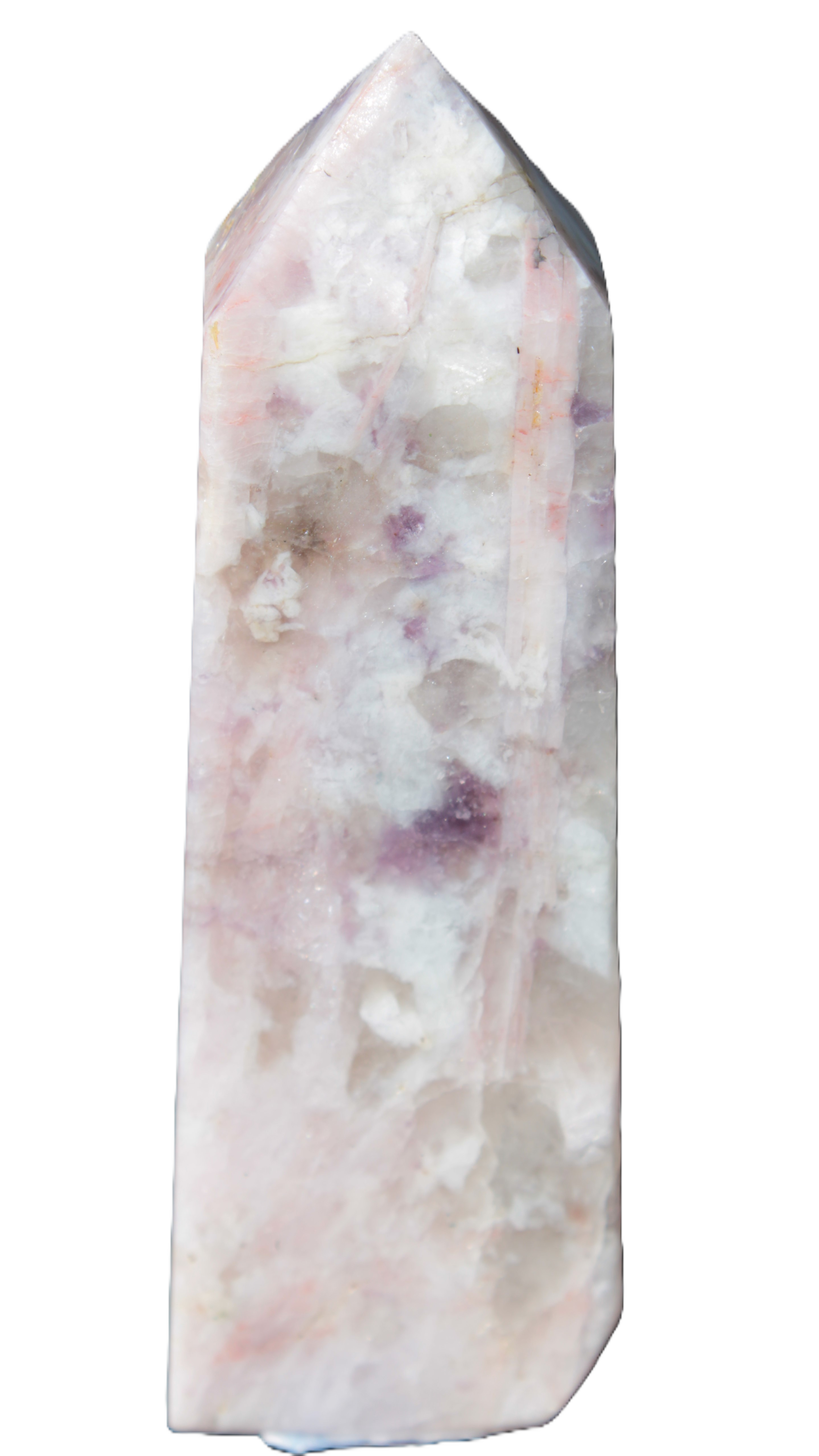 Cherry Blossom Pink Tourmaline and Quartz obelisk 115mm 244g - Rocks and Things Store
