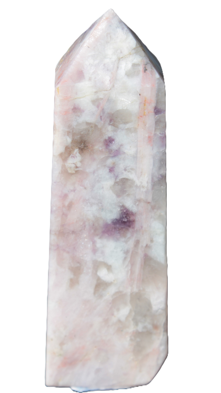Cherry Blossom Pink Tourmaline and Quartz obelisk 115mm 244g - Rocks and Things Store