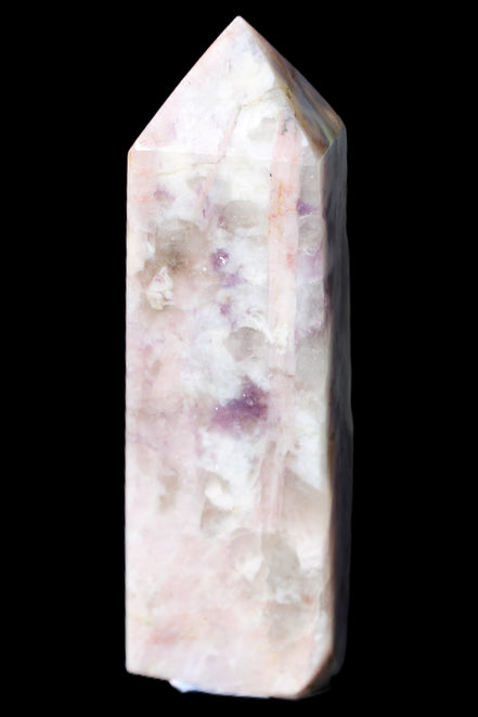 Cherry Blossom Pink Tourmaline and Quartz obelisk 115mm 244g in sunlight- Rocks and Things Store