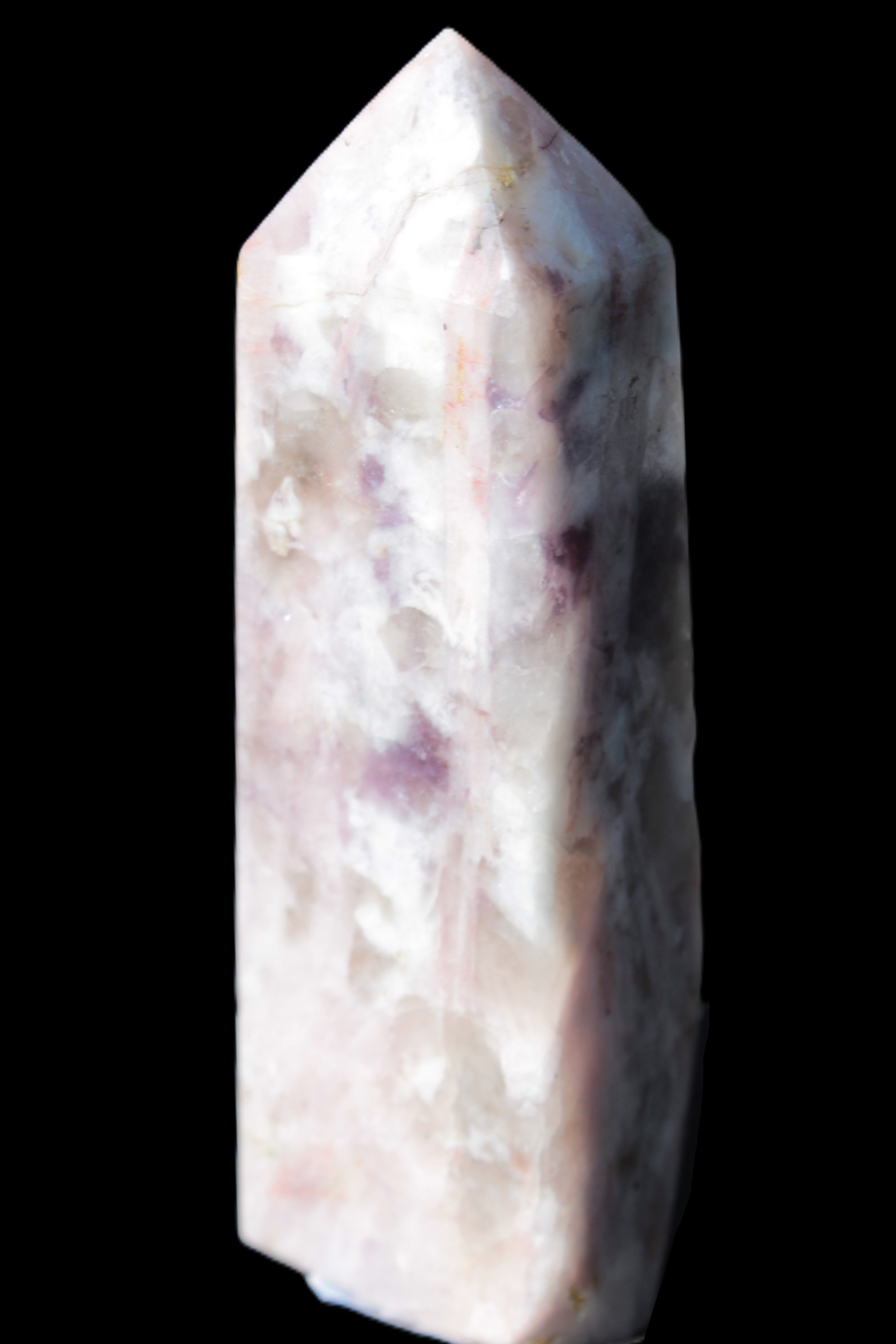 Cherry Blossom Pink Tourmaline and Quartz obelisk 115mm 244g Rocks and Things