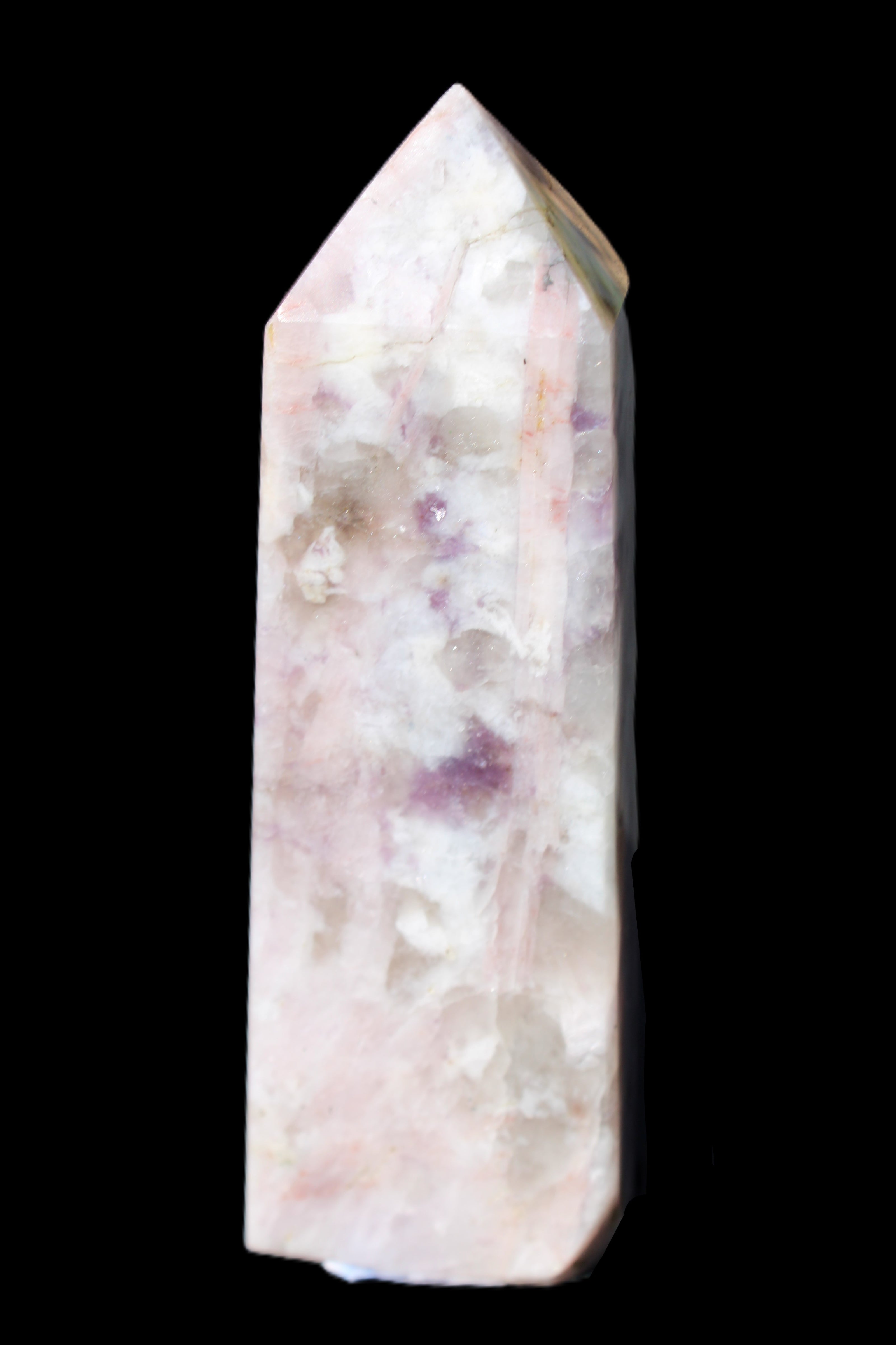 Cherry Blossom Pink Tourmaline and Quartz obelisk 115mm 244g Rocks and Things