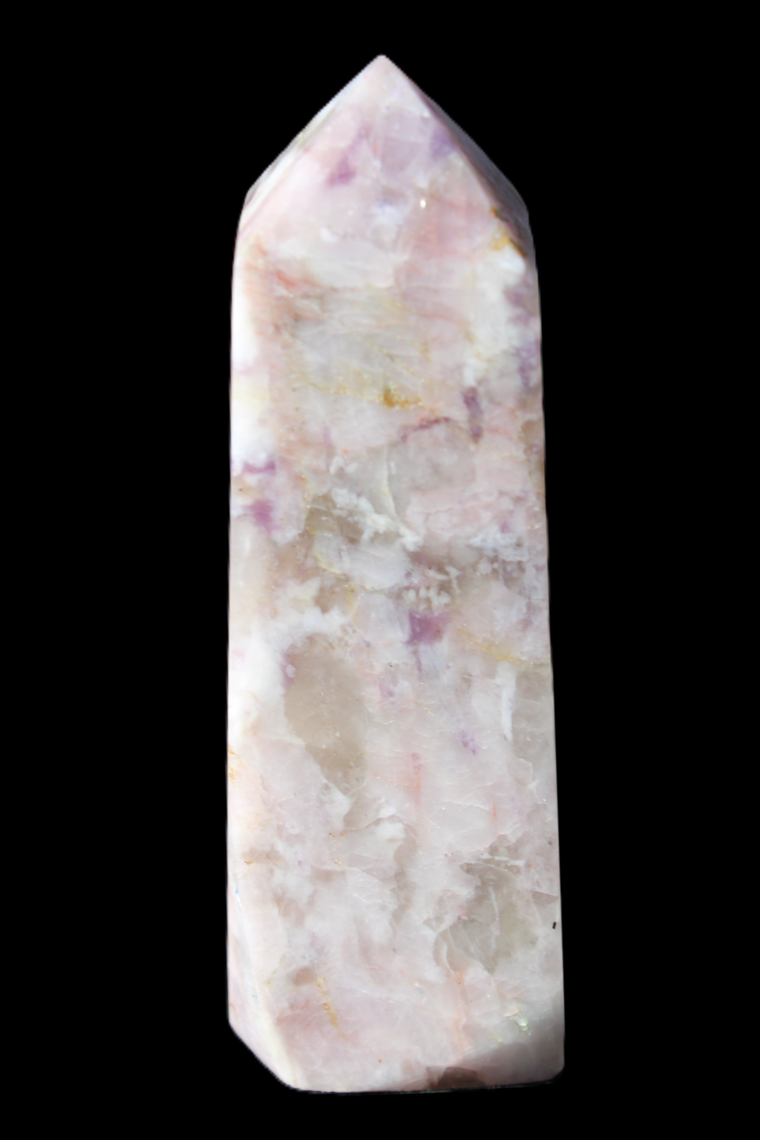 Cherry Blossom Pink Tourmaline and Quartz obelisk 115mm 244g Rocks and Things