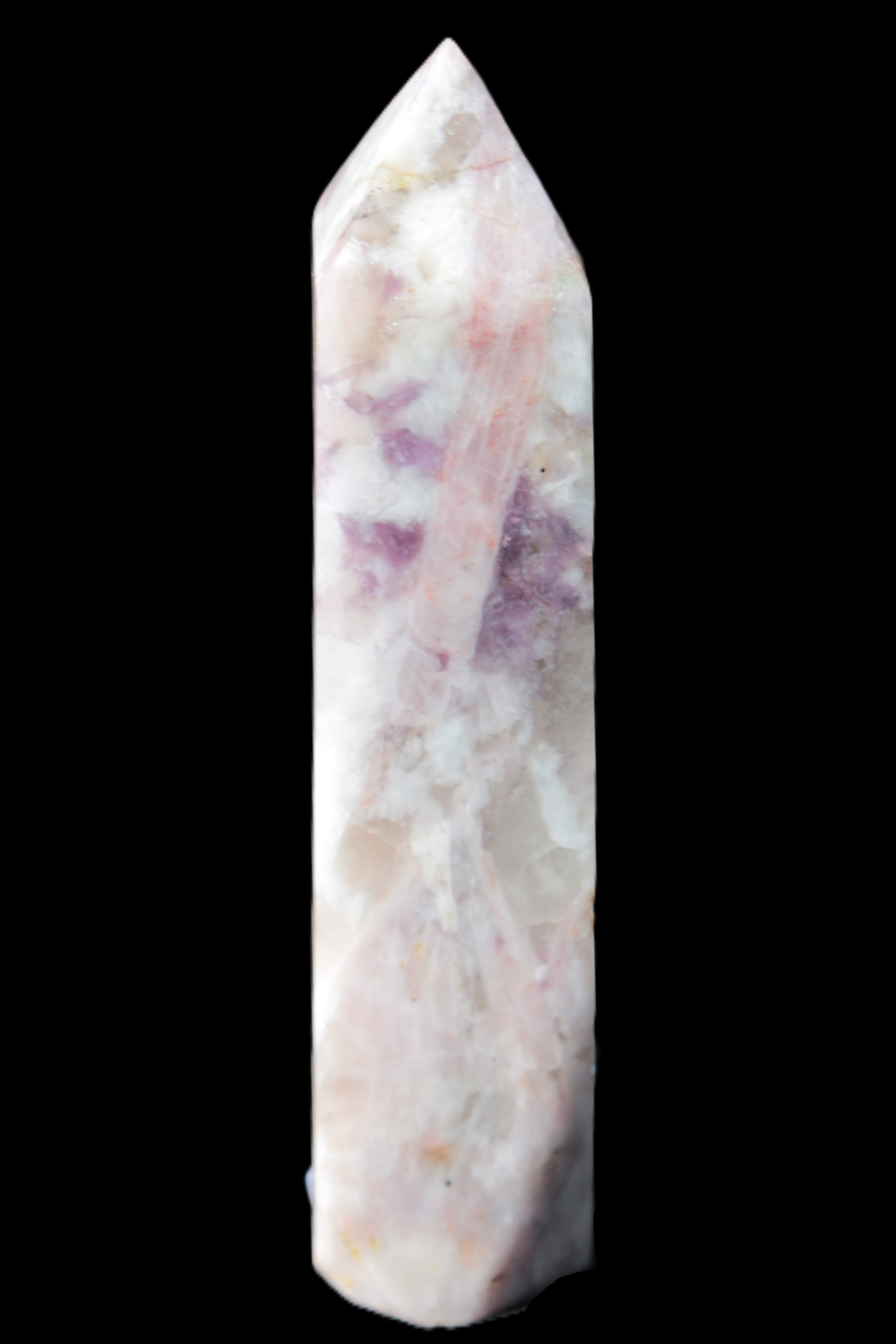 Cherry Blossom Pink Tourmaline and Quartz obelisk 115mm 244g Rocks and Things