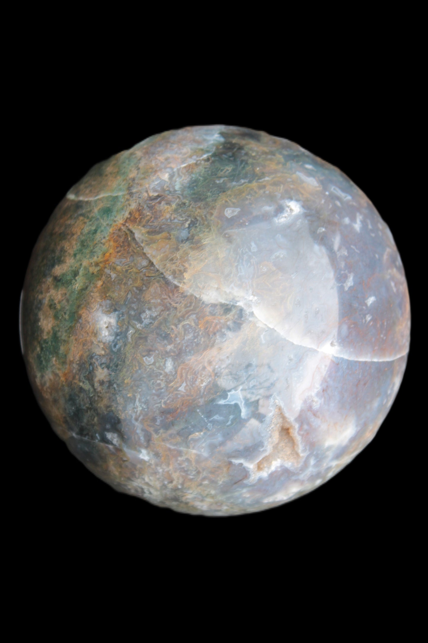 Ocean Moss Agate sphere 118mm 1781g - Rocks and Things Store