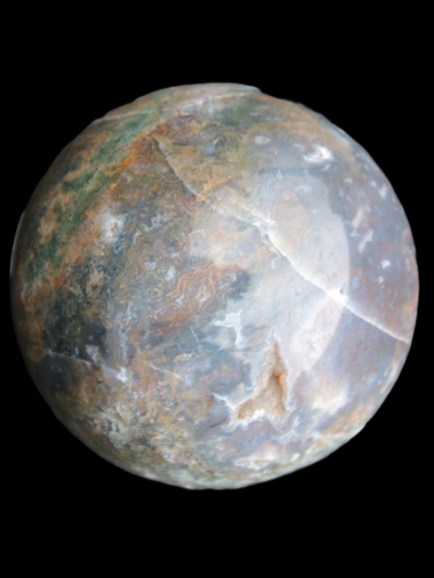 Ocean Moss Agate sphere 118mm 1781g - Rocks and Things Store