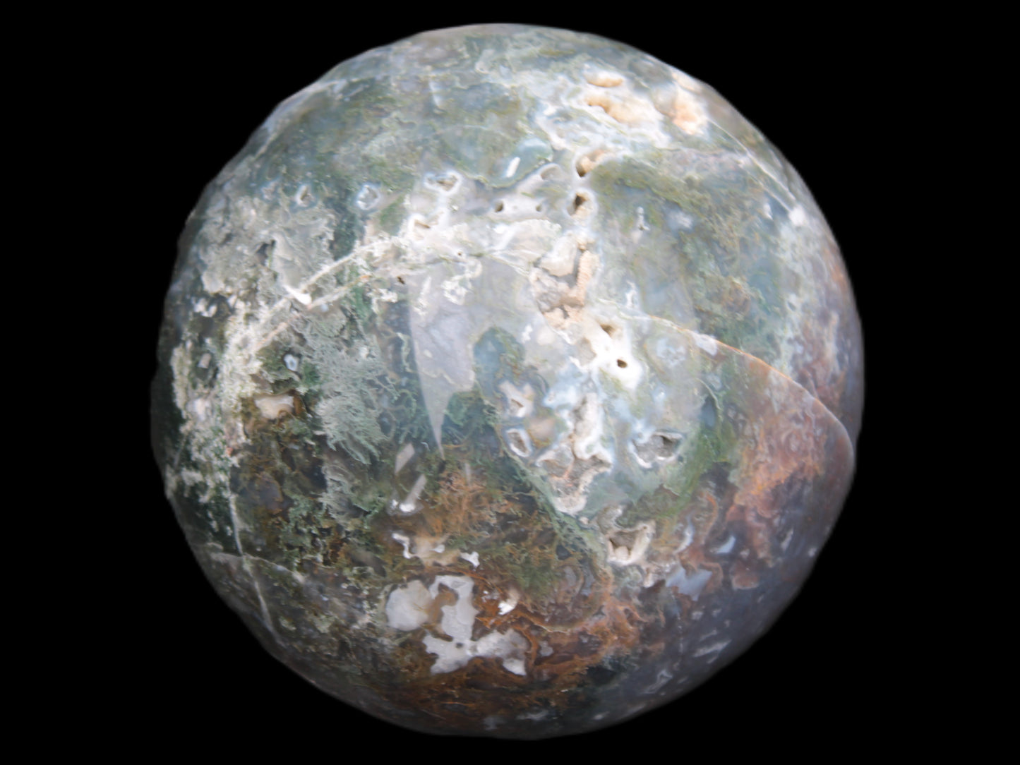 Ocean Moss Agate sphere 118mm 1781g Rocks and Things