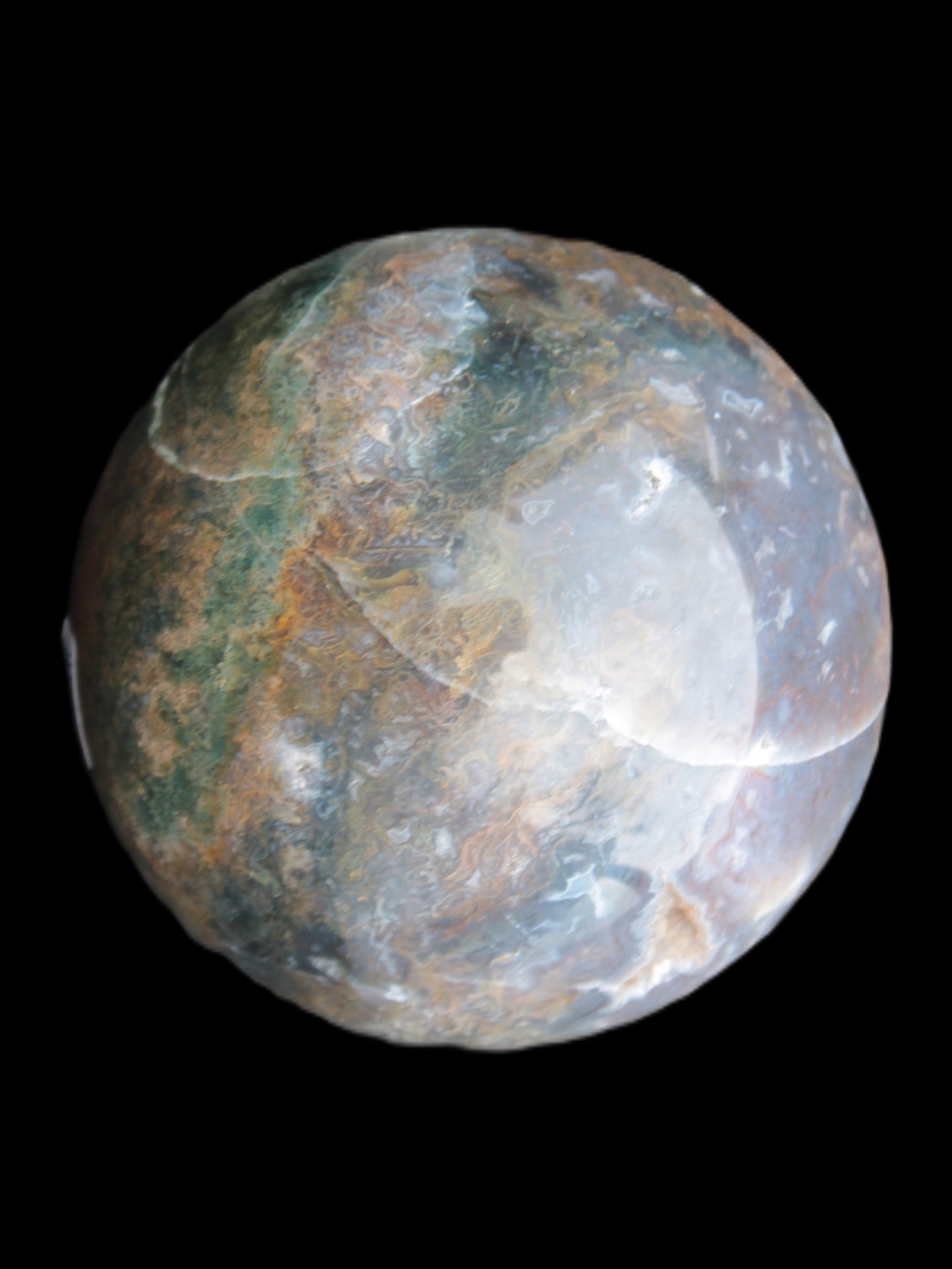 Ocean Moss Agate sphere 118mm 1781g - Rocks and Things Store