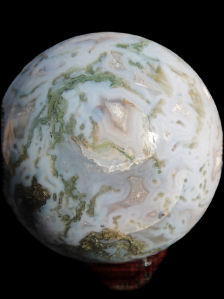 Moss Agate sphere 335g Rocks and Things