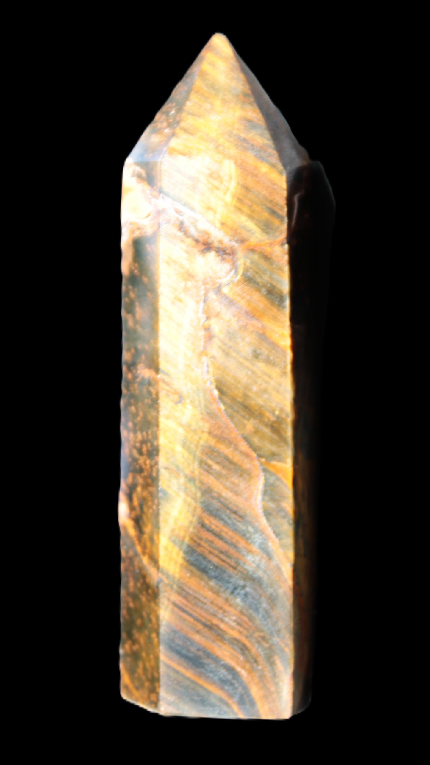 Blue Tigers Eye wand 68mm 67.9g in sunlight Rocks and Things Store