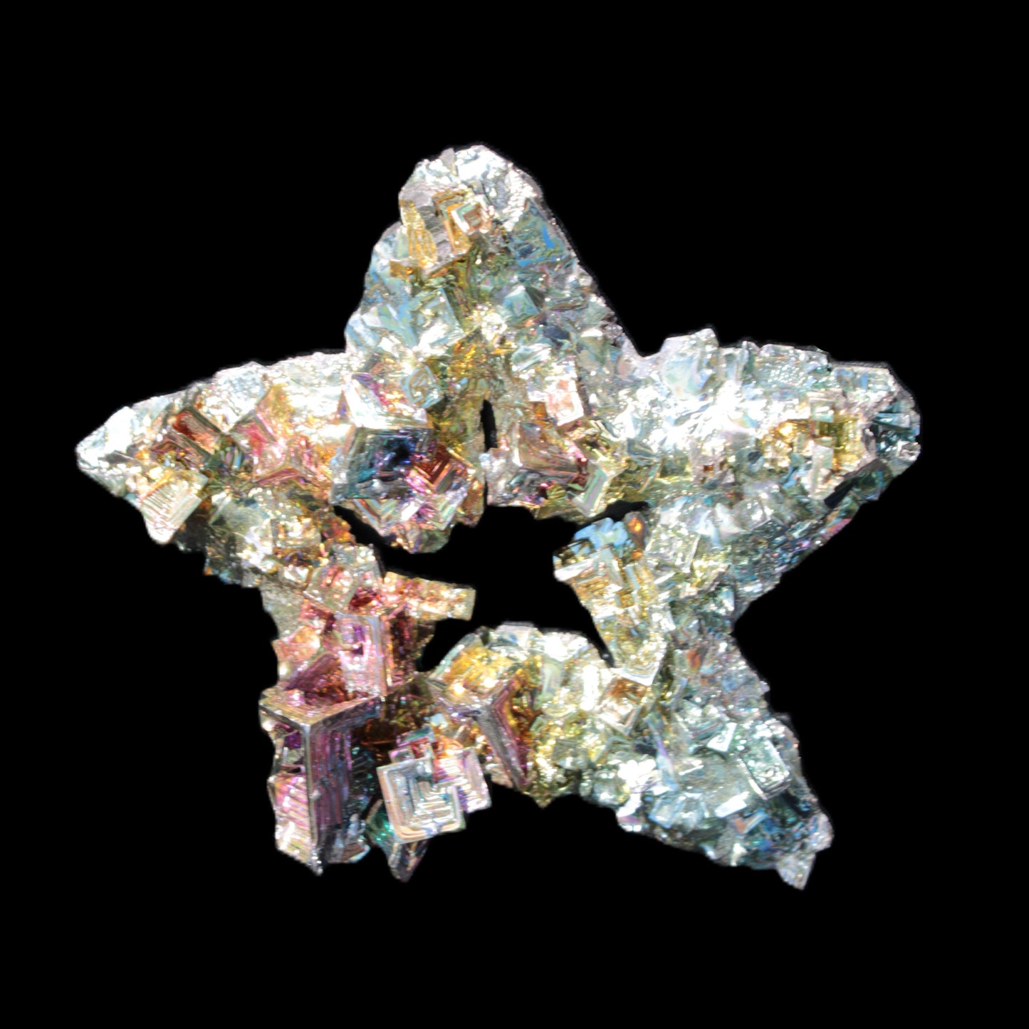 Spectacular Bismuth rainbow star 106*102*30mm 277g Rocks and Things Store
