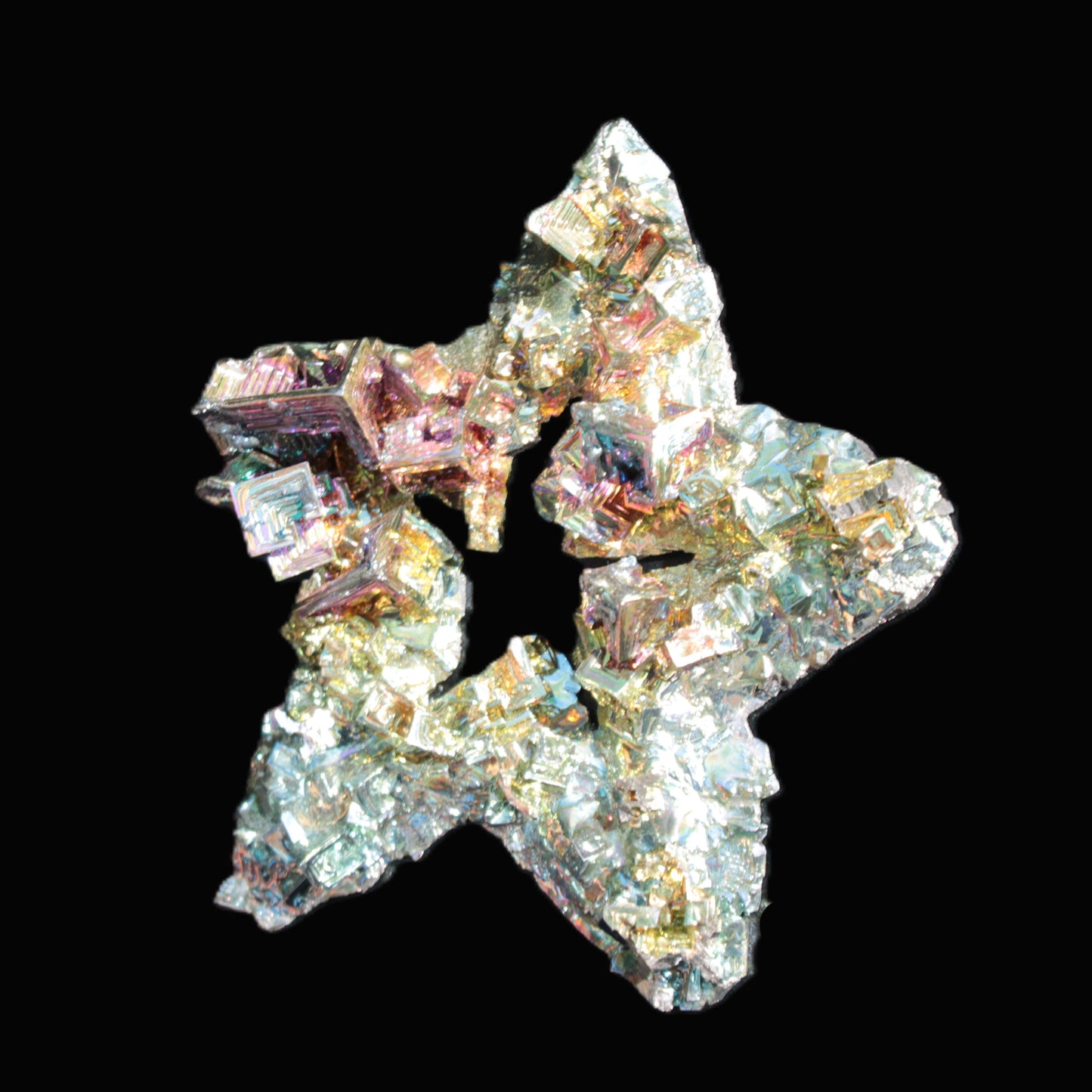 Spectacular Bismuth rainbow star 106*102*30mm 277g Rocks and Things Store