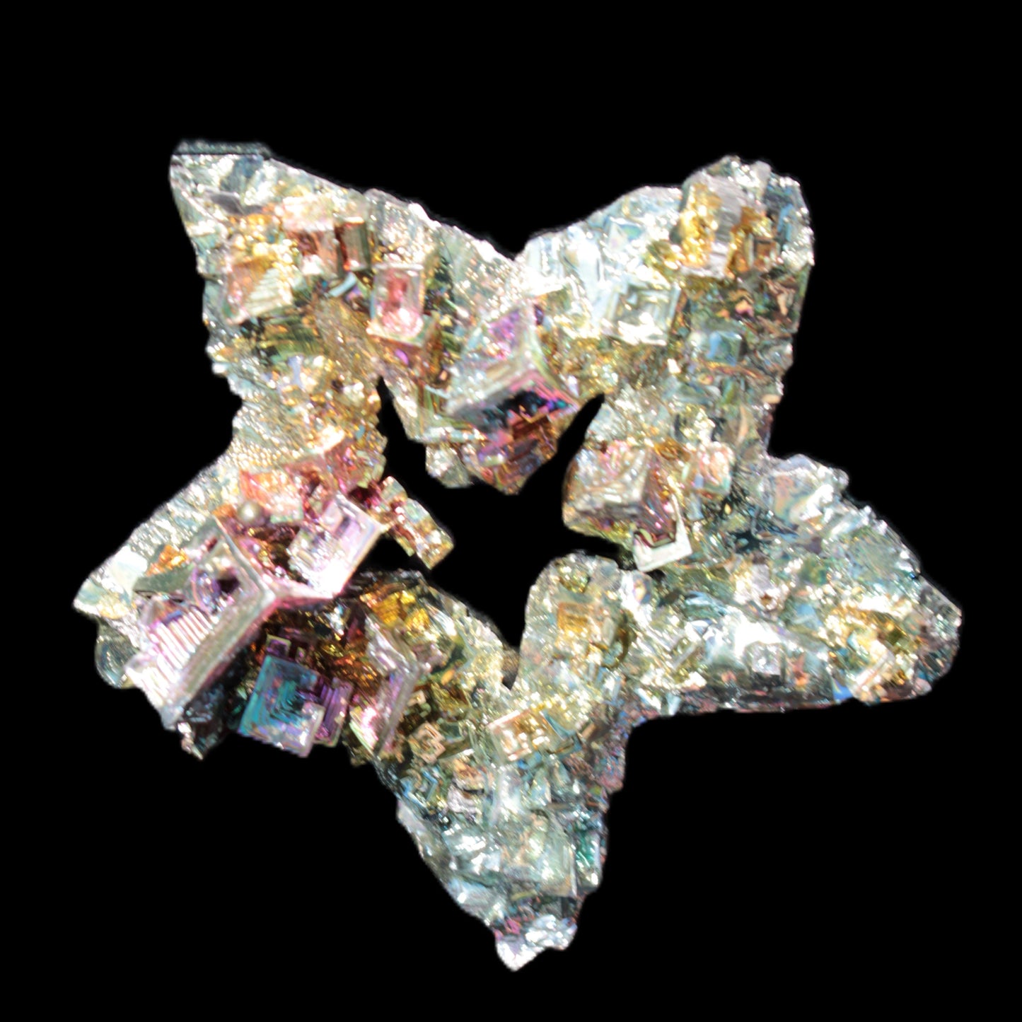 Spectacular Bismuth rainbow star 106*102*30mm 277g Rocks and Things Store