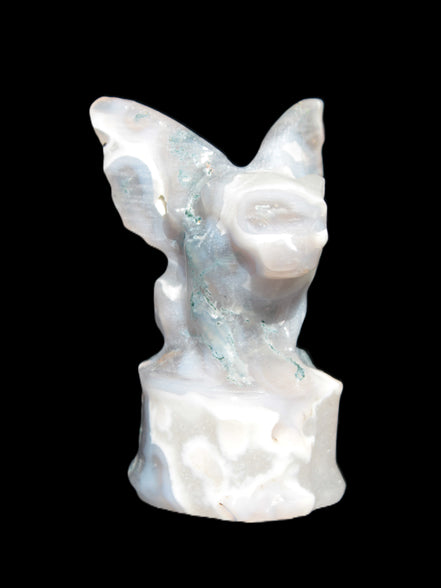 Aquatic Moss Agate hand-carved Felguard 54*100mm 322g