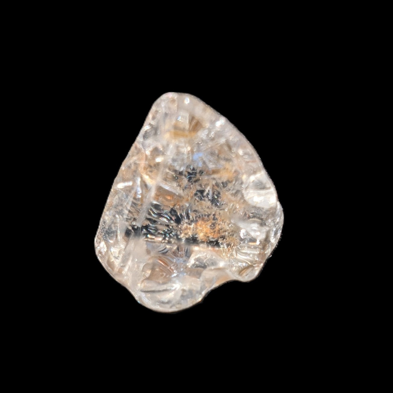 Blue Dumortierite in Golden Healer Quartz crystal 7.3ct in bright sunlight