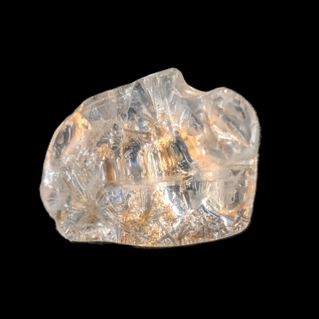 Blue Dumortierite in Golden Healer Quartz crystal 7.3ct in bright sunlight