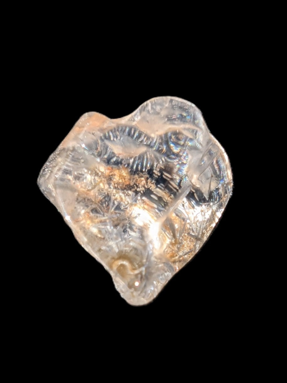 Blue Dumortierite in Golden Healer Quartz crystal 7.3ct in bright sunlight
