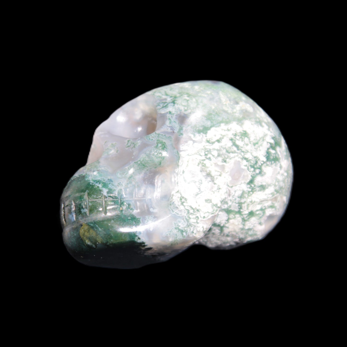 Moss Agate skull 47*30*32mm 57g Rocks and Things Store