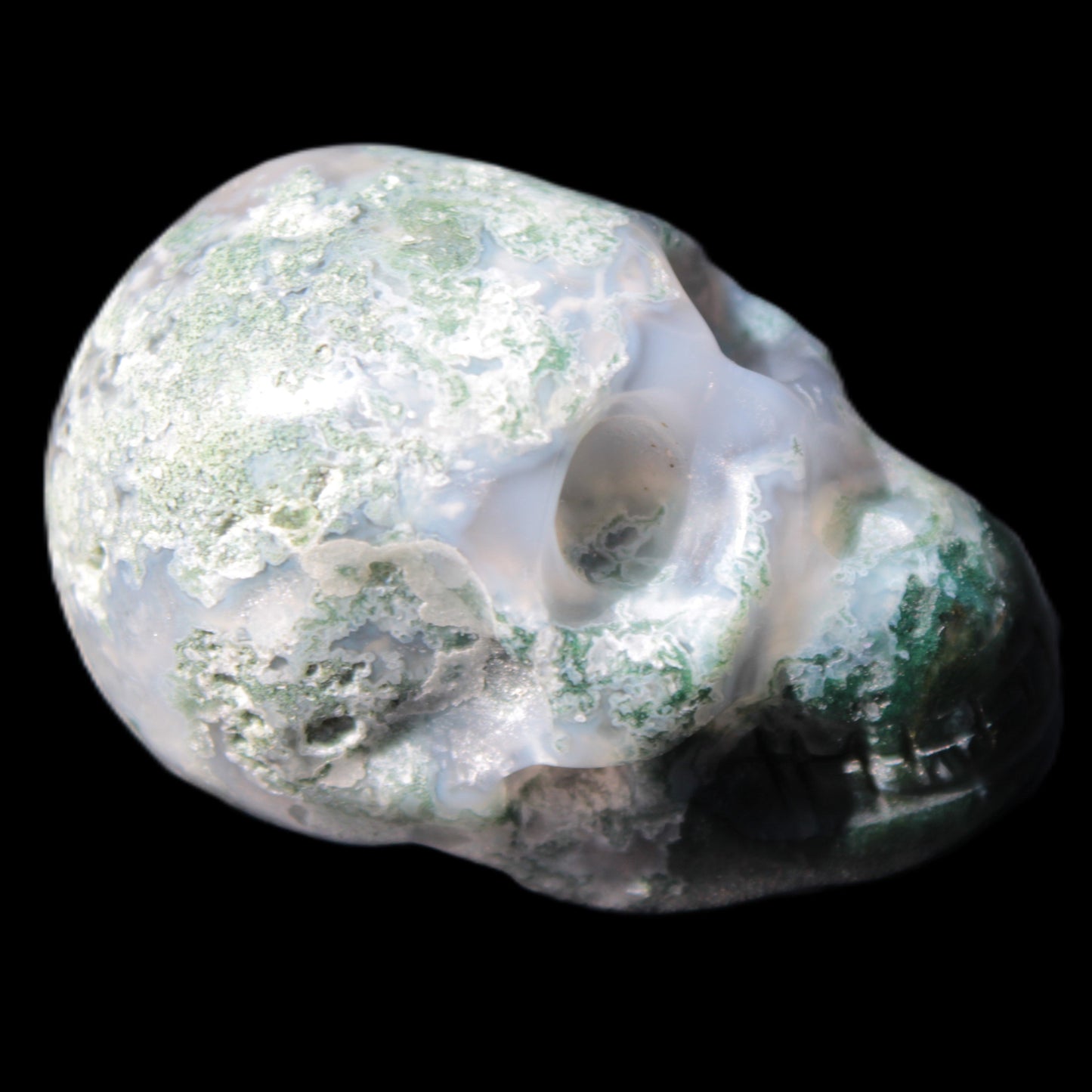Moss Agate skull 47*30*32mm 57g Rocks and Things Store