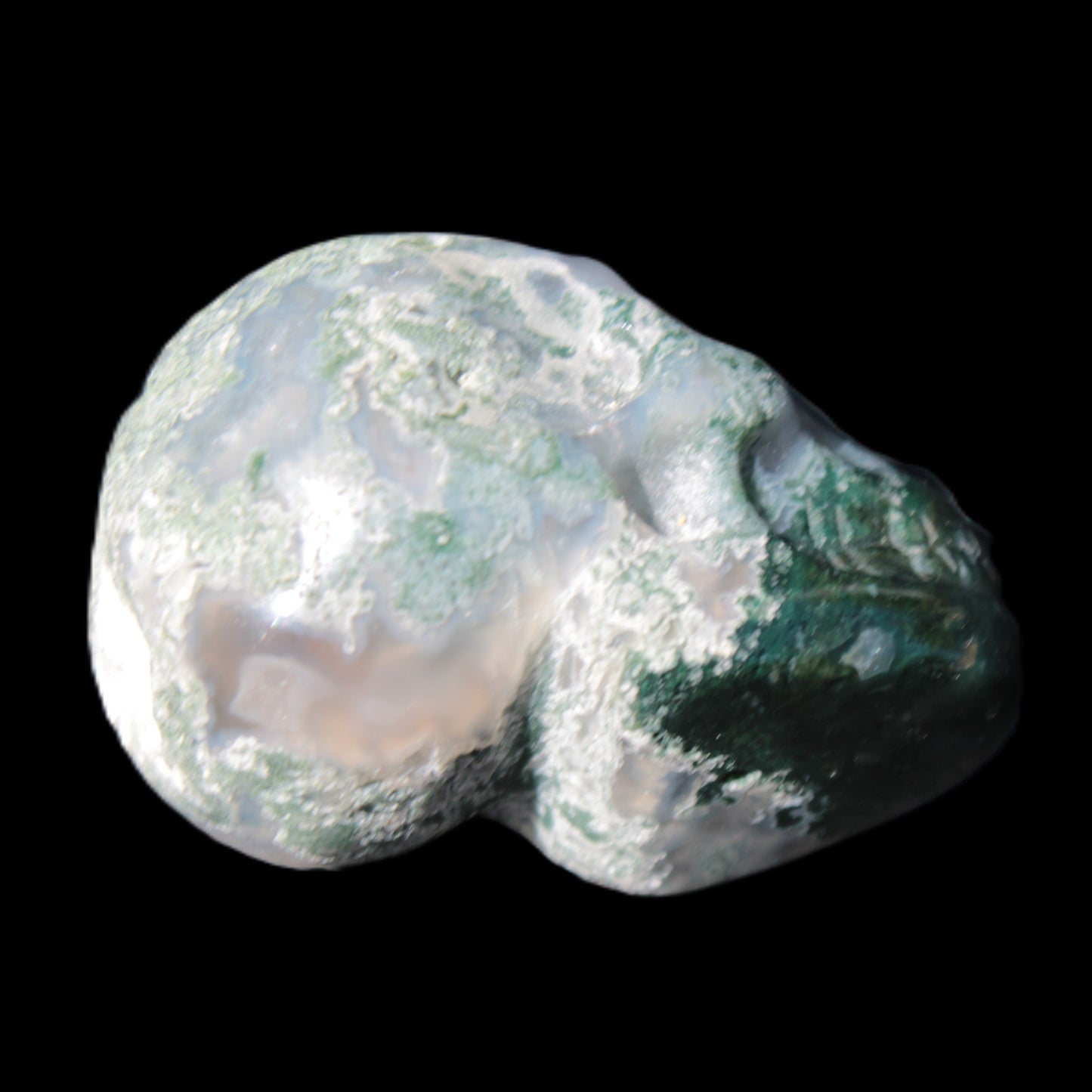 Moss Agate skull 47*30*32mm 57g Rocks and Things Store