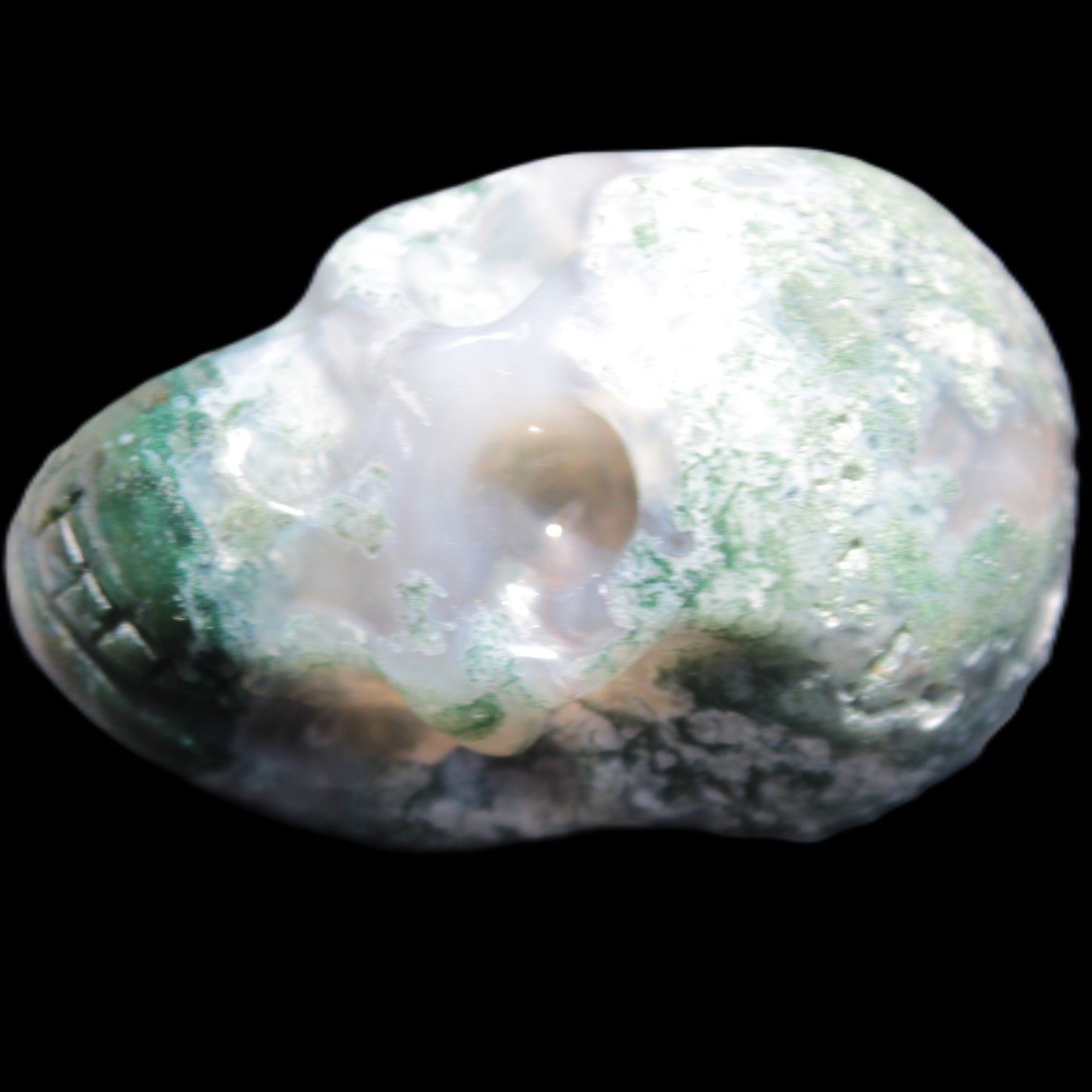 Moss Agate skull 47*30*32mm 57g Rocks and Things Store
