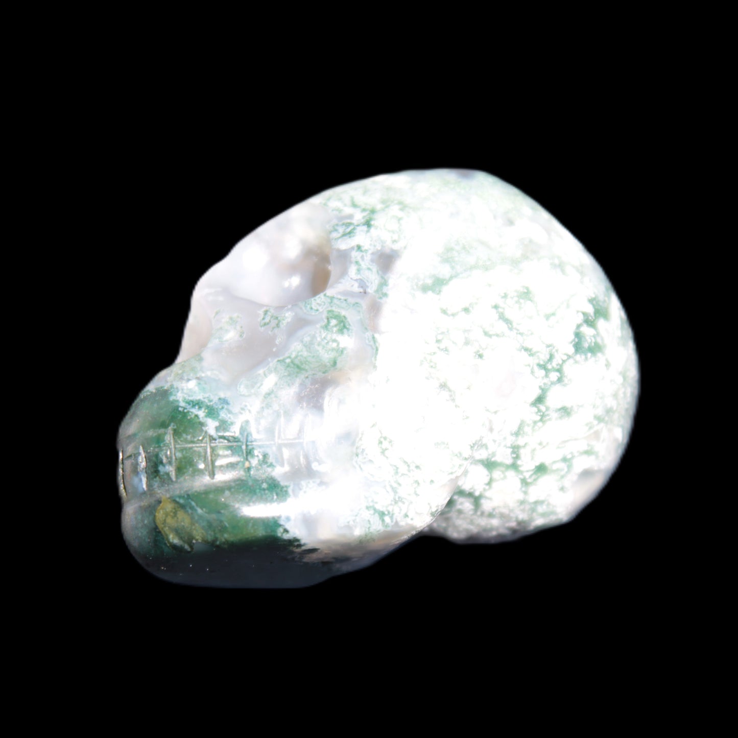 Moss Agate skull 47*30*32mm 57g Rocks and Things Store
