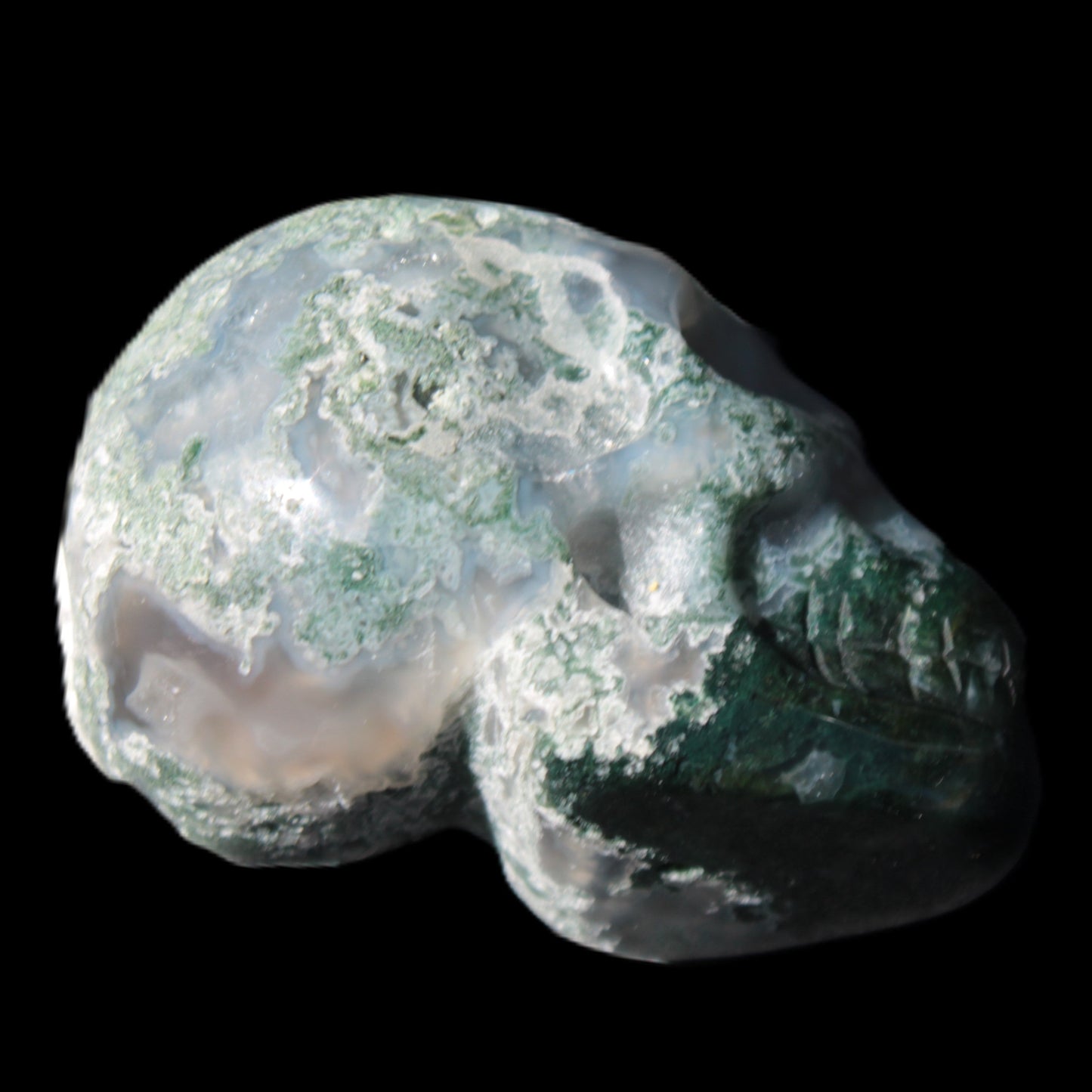 Moss Agate skull 47*30*32mm 57g Rocks and Things Store
