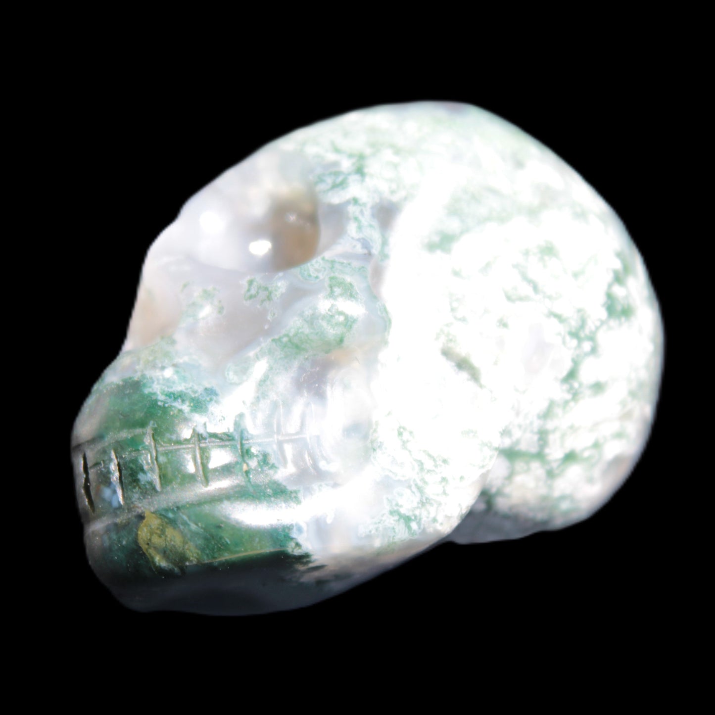 Moss Agate skull 47*30*32mm 57g Rocks and Things Store