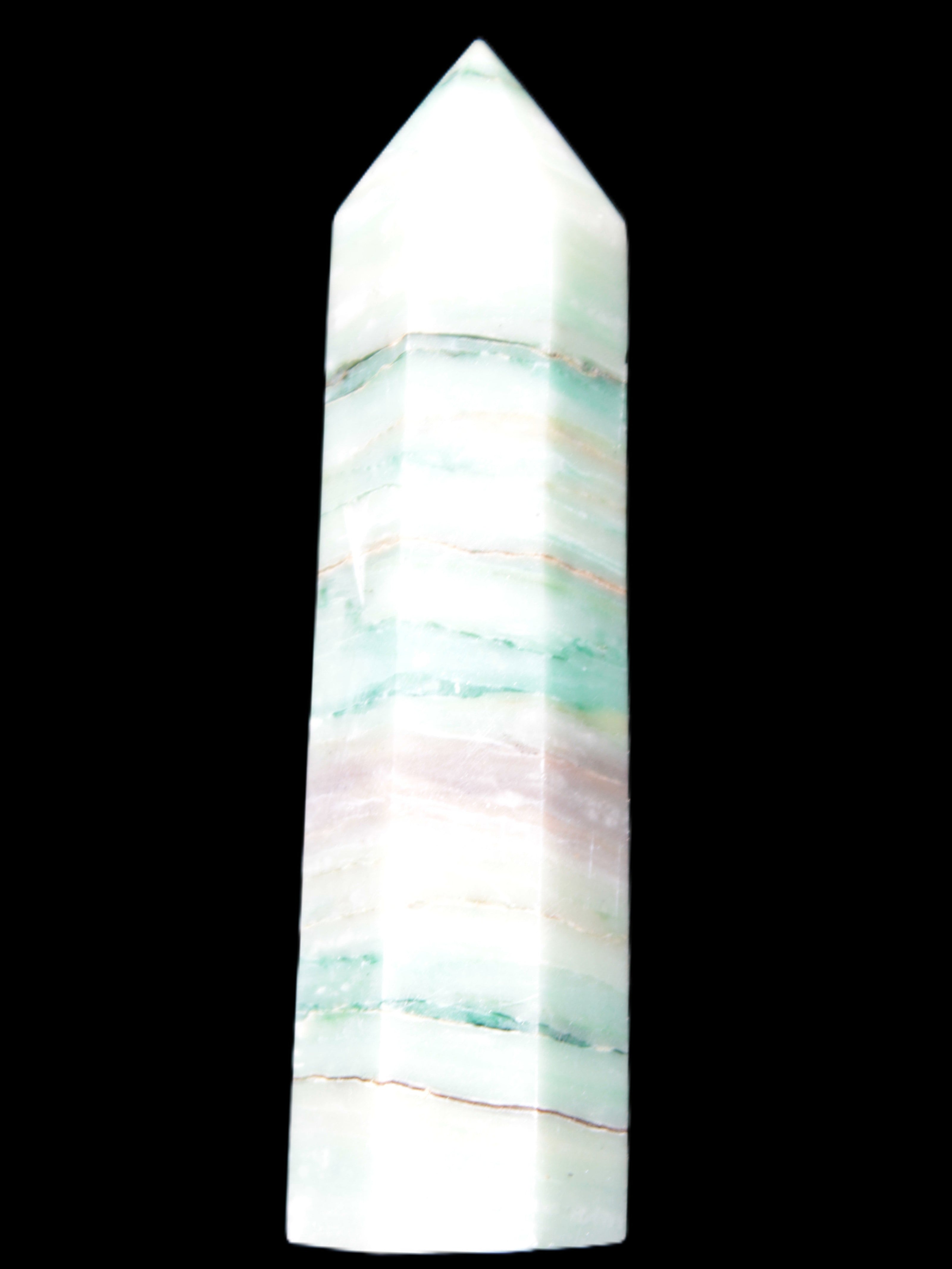 Pistachio calcite obelisk 112mm 170g Rocks and Things Store