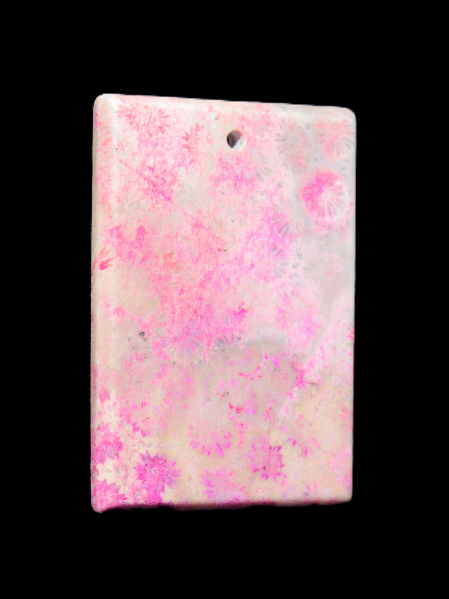 Rose Chrysanthemum coral fossil pendant 47*33*5mm 22.6g in bright sunlight - Rocks and Things Store