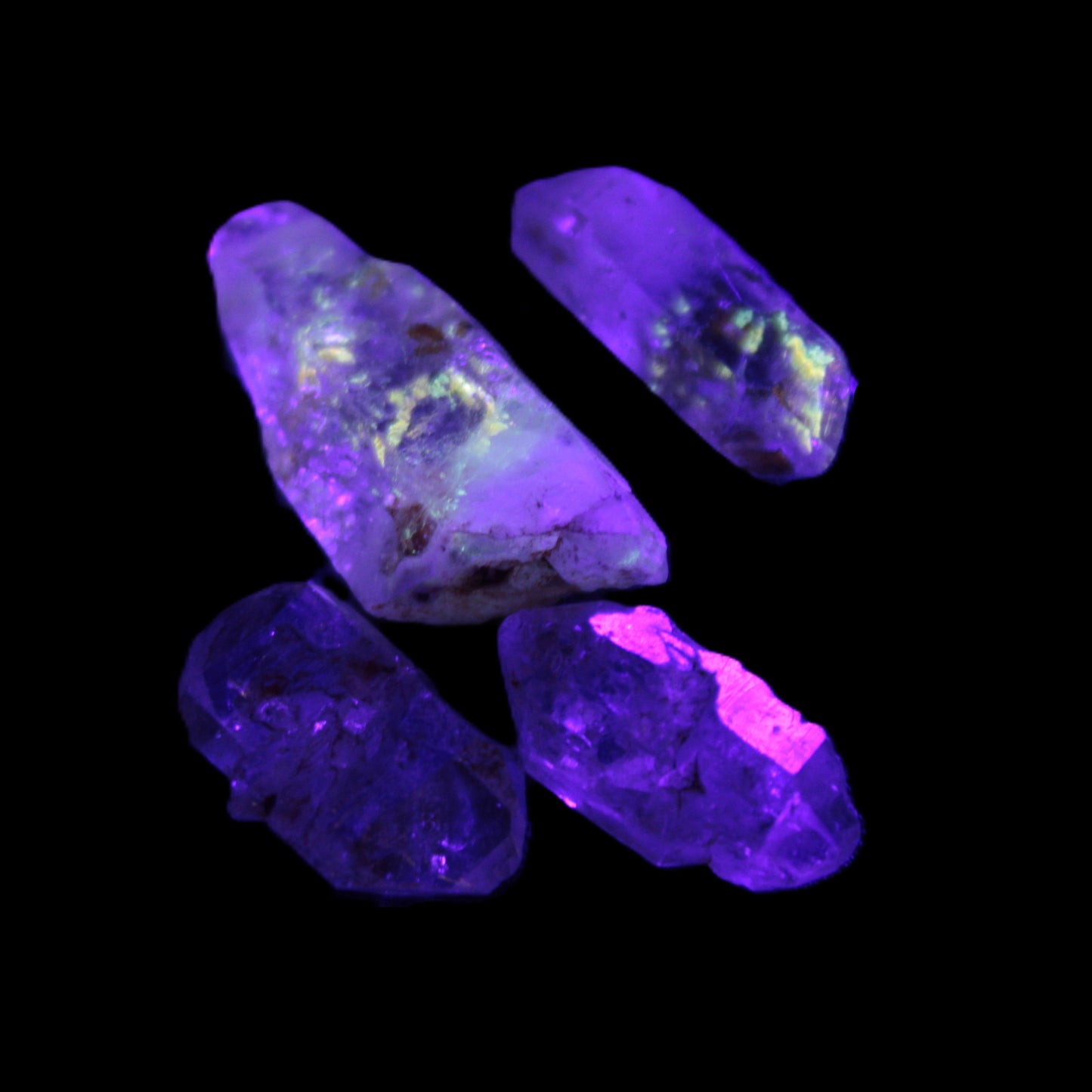 Fenster Enhydro Hydrocarbon 4 crystals 9-10g in UV light - Rocks and Things Store